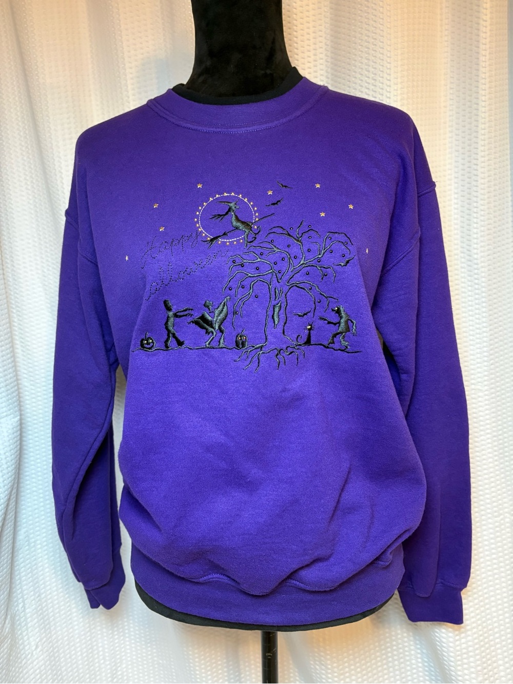 Patricia’s Closet VTG 90’s Halloween Purple Sweatshirt Whimsical Embroidered  S